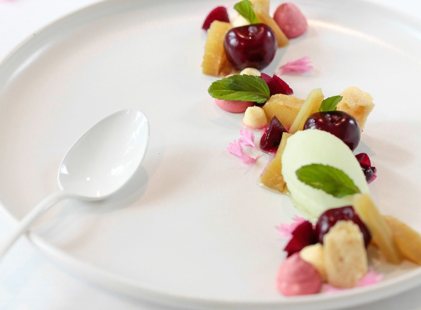 rhubarbe, menthe bergamote, cerises